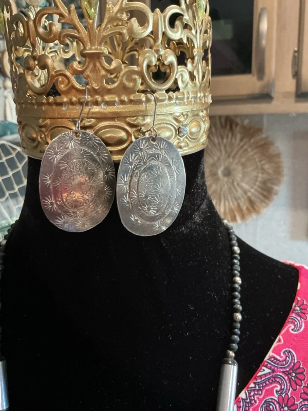 Silver-Tone Concho Statement Necklace Set - Picture 2 of 4